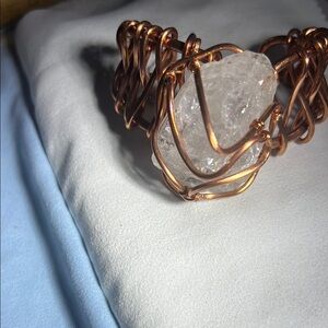 Elegant Copper Wire Wrapped Crystal Bracelet